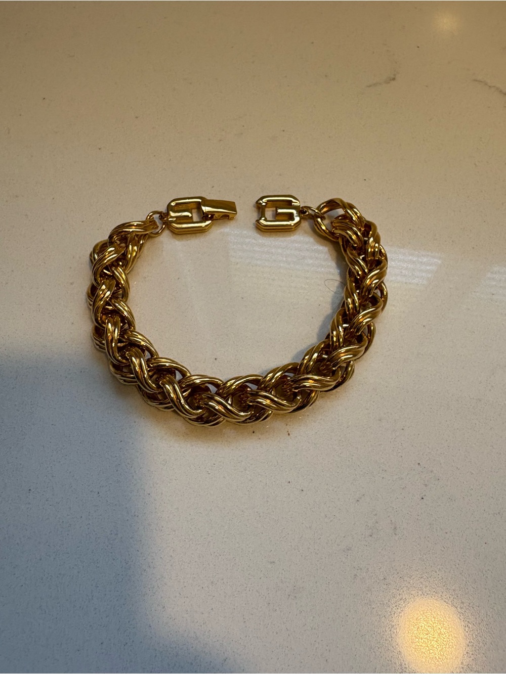 Gold tone vintage Givenchy Twist Rope Chain Bracelet